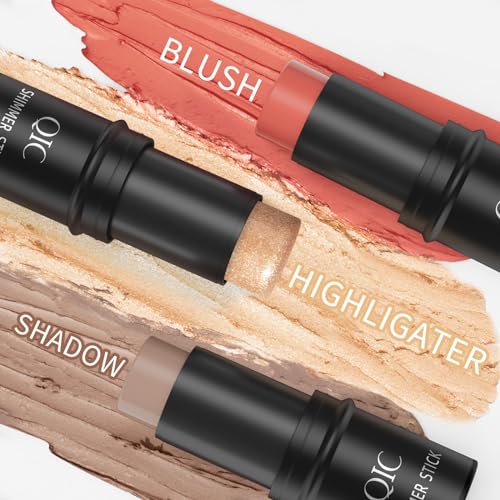3 Pcs Kontur Stick Makeup Kit, Schattierungen Mit Creme Bronzer Kontur Highlighter Und Erröten Stick, Leicht Sculpt Die Wangen Nicht Fettig Wasserdicht Lang Anhaltende Matte Dewy Effekt