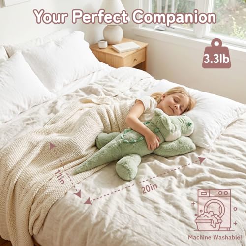 Image of Niuniu Daddy Weighted Stuffed Animal, 20 in 3.3 lb Crocodile Calming Plush | Heavy sensory lap pad, lying body pillow for sleeping, machine wash, huggable plushies, soothing gift for kids and adults