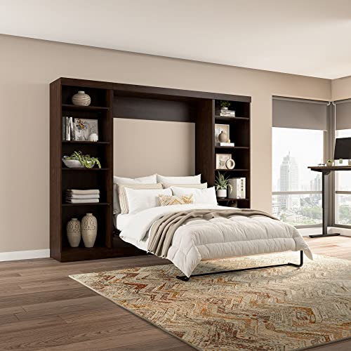 Bestar Pur Full Murphy Bed With 2 Shelving Units, 109-Inch Space-Saving Wall Bed With Storage #TOP1