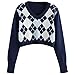 Produktbild DAY8 Damen Weich Bequem Lässig Mode Argyle Pattern Langarm England Style Warm Halten Pullover Top