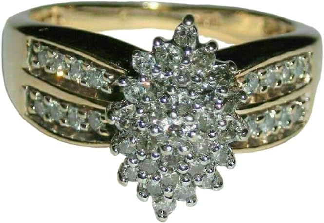 2 Ct Round Cut Diamond Cluster Two Row Shank Engagement Ring For Women 14K Yellow Gold Plated Wedding Ring 925 Sterling Silver Handmade Anniversary Ring Customized Ring Gift For Her