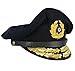 WW2 German Kriegsmarine Visor Cap Admiral Replica Uniform Hat Military Surplus (58CM) Black