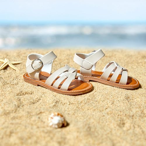 Image of Felix & Flora Toddler Girl Sandals - Little Girl Easter Dress Shoes Lightweight Open Toe Beach Holiday Flats