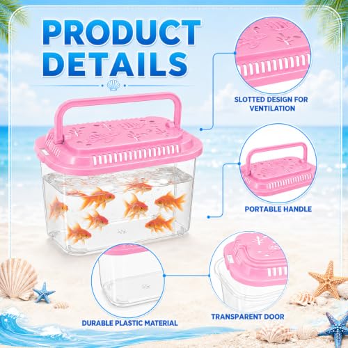 Image of LemonRoad 35 Pcs Plastic Reptile Terrariums Carrier Cage Enclosure Snake Breeding Box Hatching Container Fish Tank with Ventilated Lid for Tarantula Spider Turtle Lizard (Fresh,5.1x3.5x3.5 Inch)