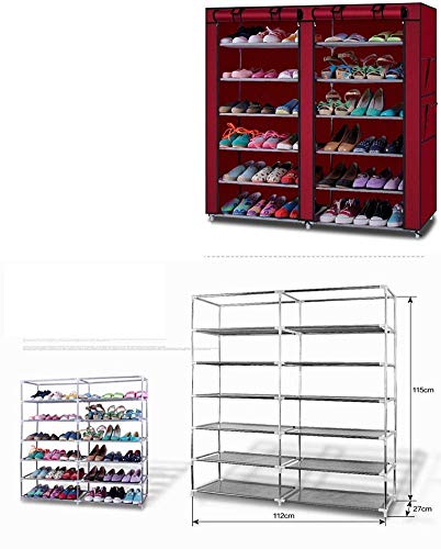 Image of Styleys Shoe Rack /Multipurpose Storage Rack with Dustproof Cover (Iron Pipes, Non Woven Fabric, Plastic Connector) (Grey, 12 Layer)