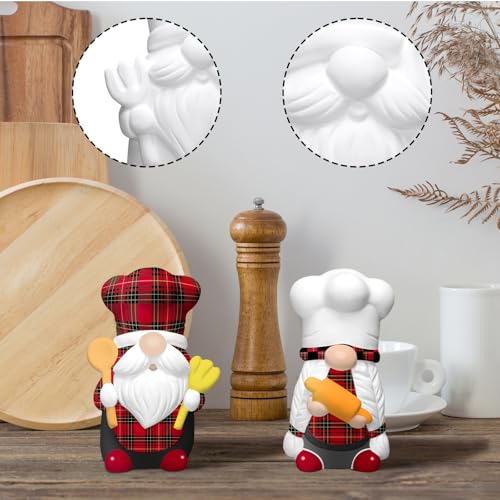 Kit de figuras de cerámica Chef Gnome para pintar 2 piezas 4 in miniatura 5