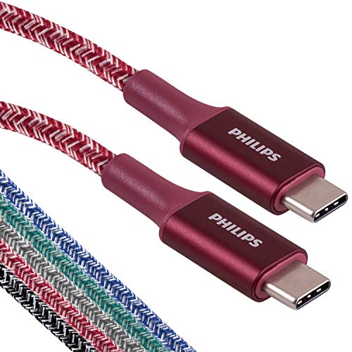 3 Ft. USB Type C Cable, USB-C to USB-C Red Durable Braided Fast Charging Cable, Compatible with iPad Pro, MacBook Pro, Samsung Galaxy S21/S10/S9/Plus, Google Pixel 5/C/3/2/XL, DLC5203RC/37