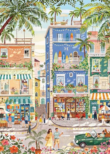 Jigsaw Puzzles for Adults 1000 Piece Puzzle for Adults 1000 Pieces Puzzle 1000 Pieces-Vibrant Tropical Seaside Town 1000 Piece Jigsaw Puzzle miniatura 1