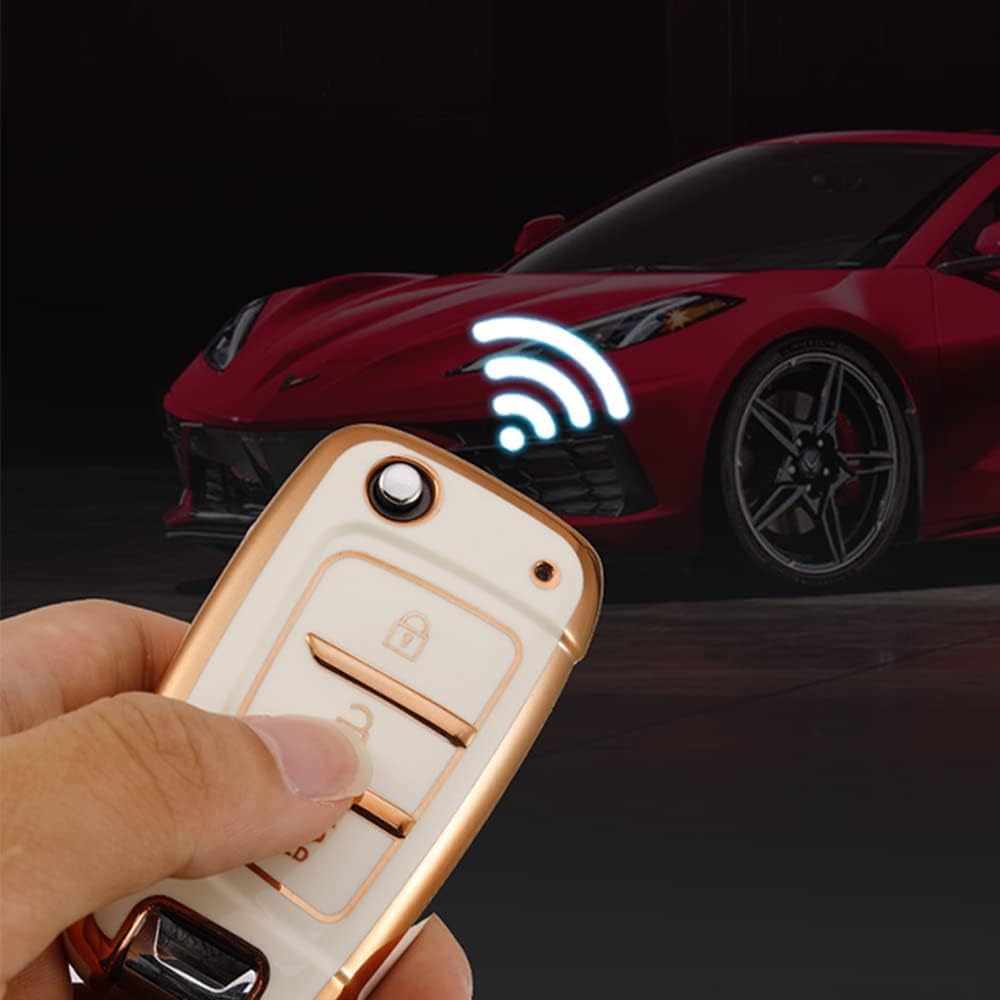KUNIO Flip Key Fob Cover fit for Hyundai Kona i30 Tucson NX4 2019 2020 2021 2022 2018 2017 2016 key fob cover Key Cover TPU Car Key Protection Key Cover 3 Buttons A White - Image 4