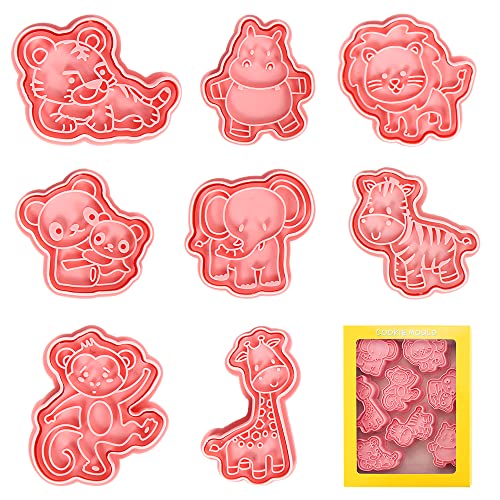Ausstechformen Tiere, 8 Stück Keksausstecher Kinder, Tiere Ausstecher Set, Plätzchen Ausstecher Plastik, Cookies Cutter, 3D Keks Ausstechform für Fondant, Kuchendeko