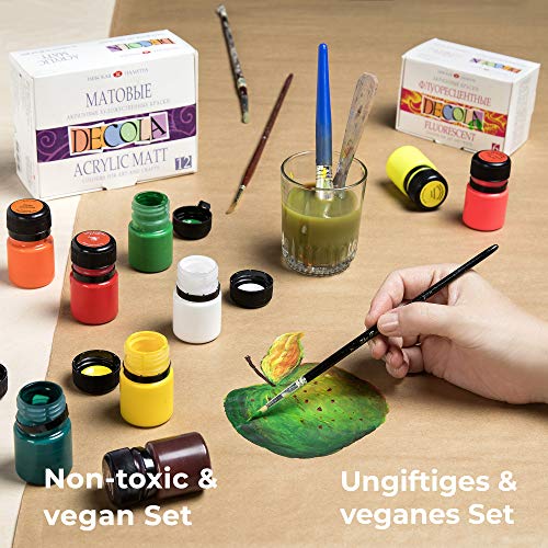 DECOLA Neon Acrylfarben Set | 6 x 20 ml Fluoreszierende Acrylfarbe Leuchtet unter UV-Licht (Schwarzlicht) | Hergestellt… – Bild 5