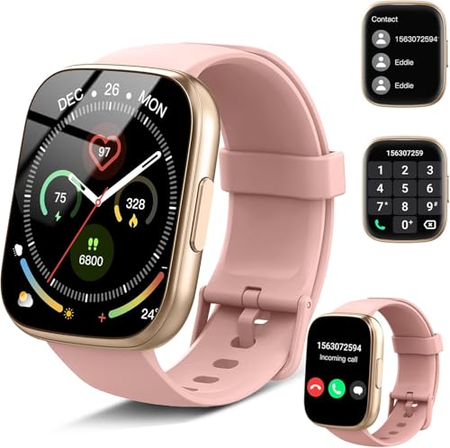 Smartwatch Herren Damen, 1.95\" Smartwatch mit Bluetooth Anruf, Fitnesstracker mit Pulsuhr/Schlafmonitor, 112+ Sportmodi Fitnessuhr IP68 Wasserdicht Sportuhr, Schrittzähler Uhr für Android iOS Rosa Smartwatch Herren Damen, 1.95\" Smartwatch mit Bluetooth Anruf, Fitnesstracker mit Pulsuhr/Schlafmonitor, 112+ Sportmodi Fitnessuhr IP68 Wasserdicht Sportuhr, Schrittzähler Uhr für Android iOS Rosa