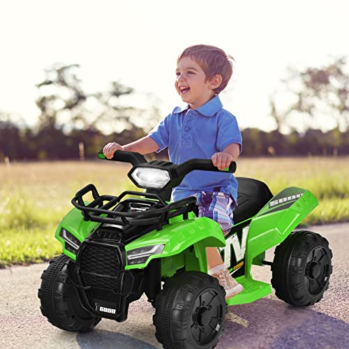 COSTWAY 6V Elektro Kinderquad mit Stauraum, Mini Elektroquad mit Musik, Hupe und LED Scheinwerfer, Kinder Quad 2 km/h, für Kleinkinder ab 18 Monaten (Grün) – Bild 3