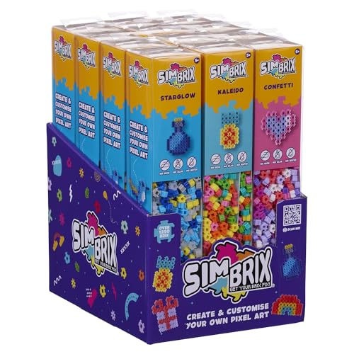 Simbrix 08252 Colour Mix Tubes Includes 1250+ brix Totally Mess Free Crafts Create Pixel Art STEM Toys (Styles May Vary) Multicolour