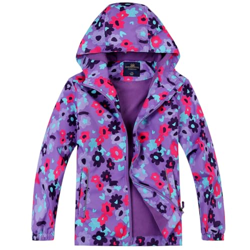 Image of Jingle Bongala Kids Waterproof Rain Jackets Lightweight Raincoats Fleece & Knitted Lining Hooded Windbreaker for Boys Girls