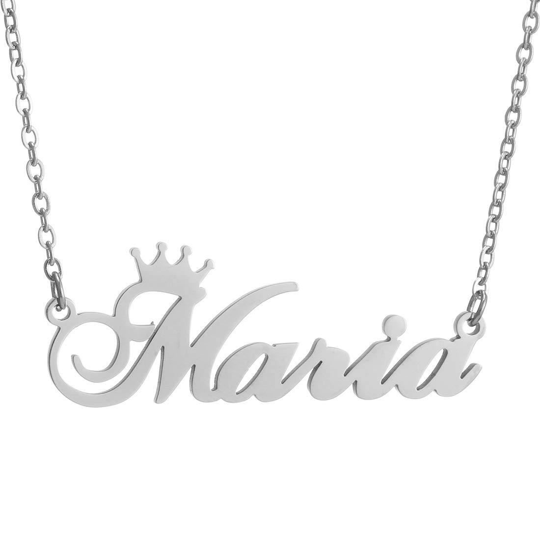 SKQIRCustom Silver Name Necklace Personalized for Women, Customized Chains Name Pendants Necklaces Personalized Name Necklace with Crown for Women Girl Gift
