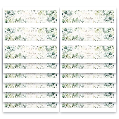 Mobiusea Creation Wedding Water Bottle Labels | Greenery Gold Foil | 50pcs Water Bottle Labels for Wedding, Bridal Shower, Birthday, Baby Shower and Party