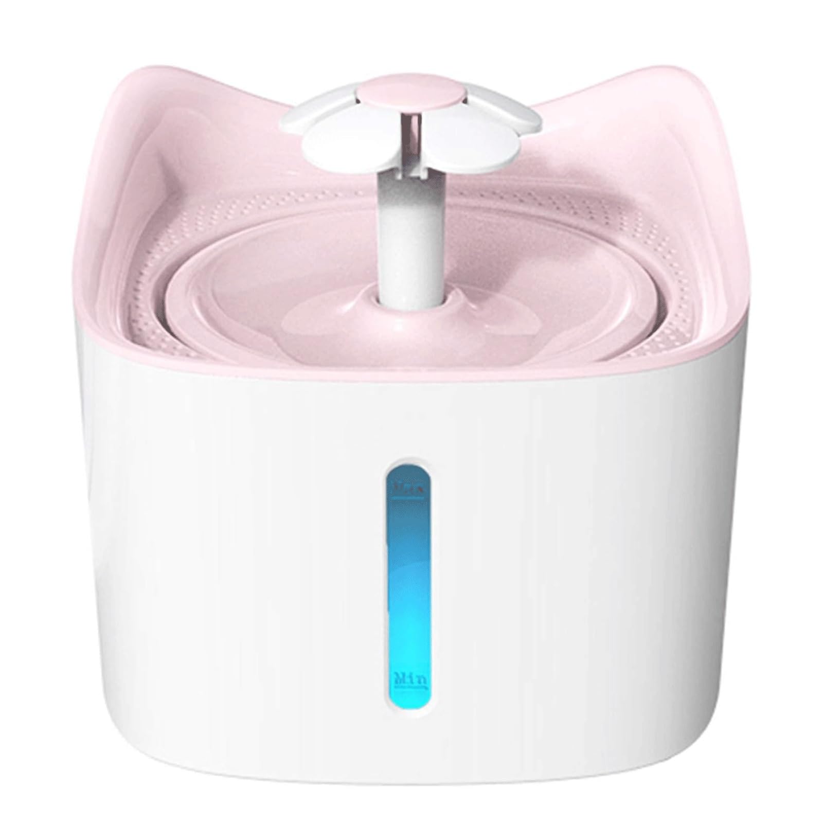 1.8L Automatic Cat Water Fountain w/Led Night Light and Level Window Ultra-Quiet Flower Style Pet Drinking for Cats and Small Dogs(Pink)
