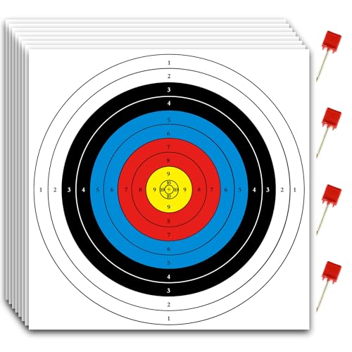MOLFUJ Archery Targets Paper 20pcs, 23.6 inch Bow and Arrow Targets for Hunting Backyard, Archery Target Practice Accessories(10 Rings)