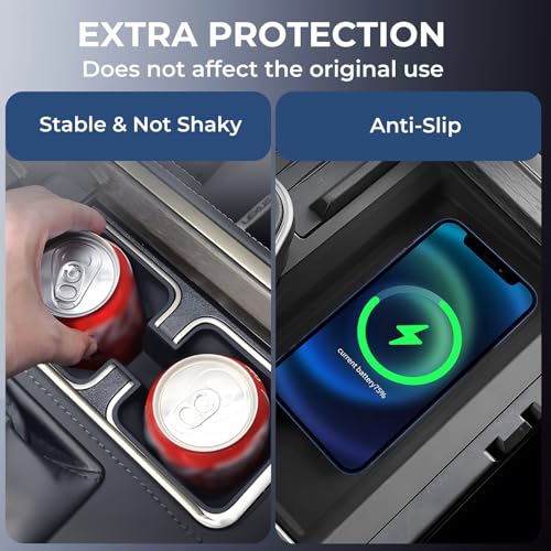 Image of Cup Holder Insert & Wireless Charging Protective Mats for Lexus GX550 2026 2025 2024, Center Console Interior Accessories Silicone Cup Holder & Wireless Charger Cover Pad for 2024-2026 GX 550