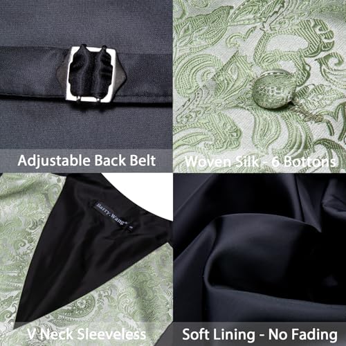 Image of Barry.Wang Mens Suit Vest Paisley /Flower Silk Jacquard Waistcoat Ties Set Formal /Leisure 5PCS