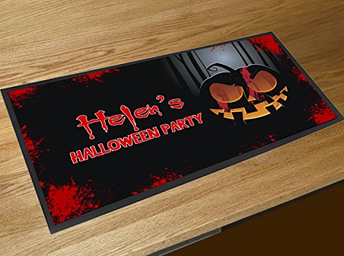 Artylicious Personalised Halloween Pumpkin Name Party Pub Bar Ruer Counter Mat