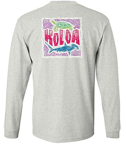 Koloa Surf Shark and Turtle Logo Long Sleeve Cotton Tee - Reg, Big and Tall