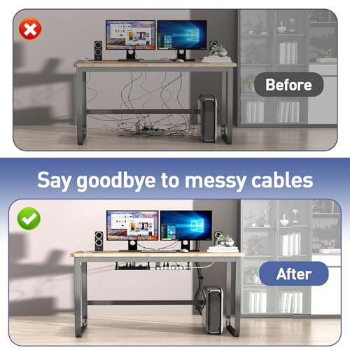 Spacecare Under Desk Cable Management Tray, Cable Management Under Desk for Cord Organizer,15.7\" No Drill Wire Organizer Cable Management Tray, Cable Tray Organizer with Clamp for Desk, Black 2 Pack
