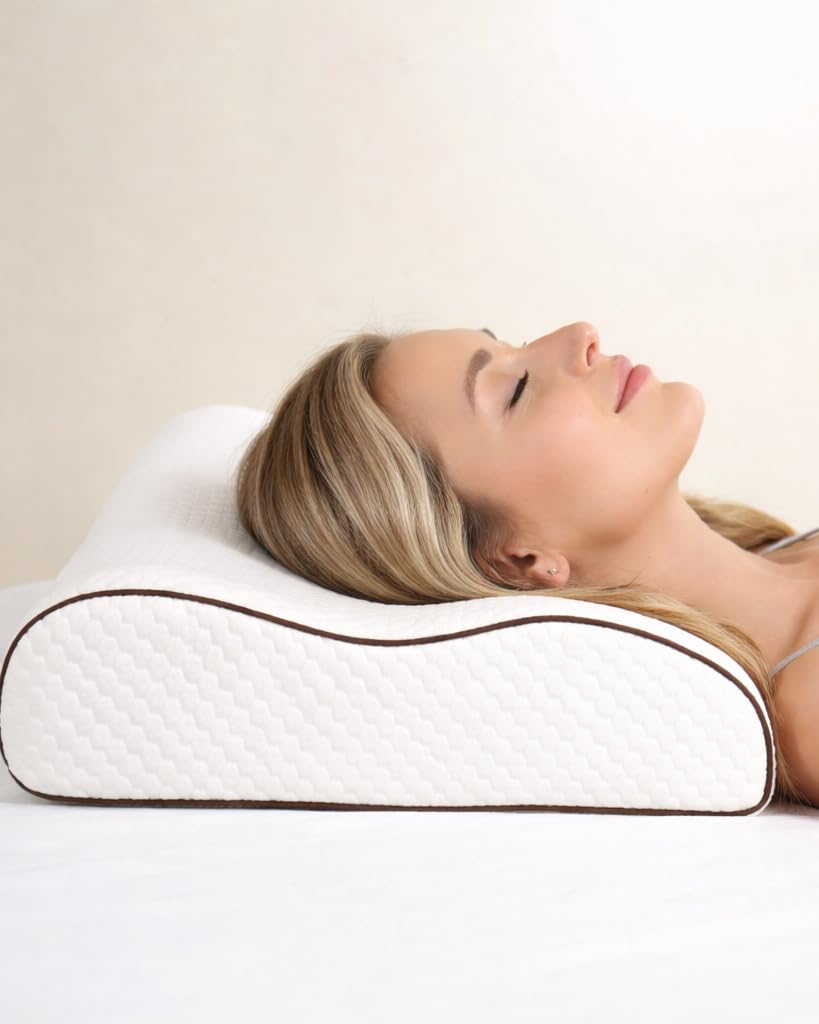 ELY PARKER Almohada ortopédica de apoyo cervical, 40 x 60 cm, espuma viscoelástica para dormir de lado, altura regulable, 12 a 14 cm, almohada cervical ergonómica fija (2 unidades)