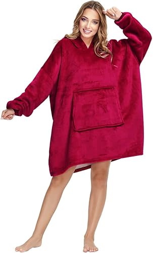 Markdang Manta con capucha Sherpa para llevar, cómoda sudadera con capucha con bolsillo grande para hombres, mujeres y adolescentes