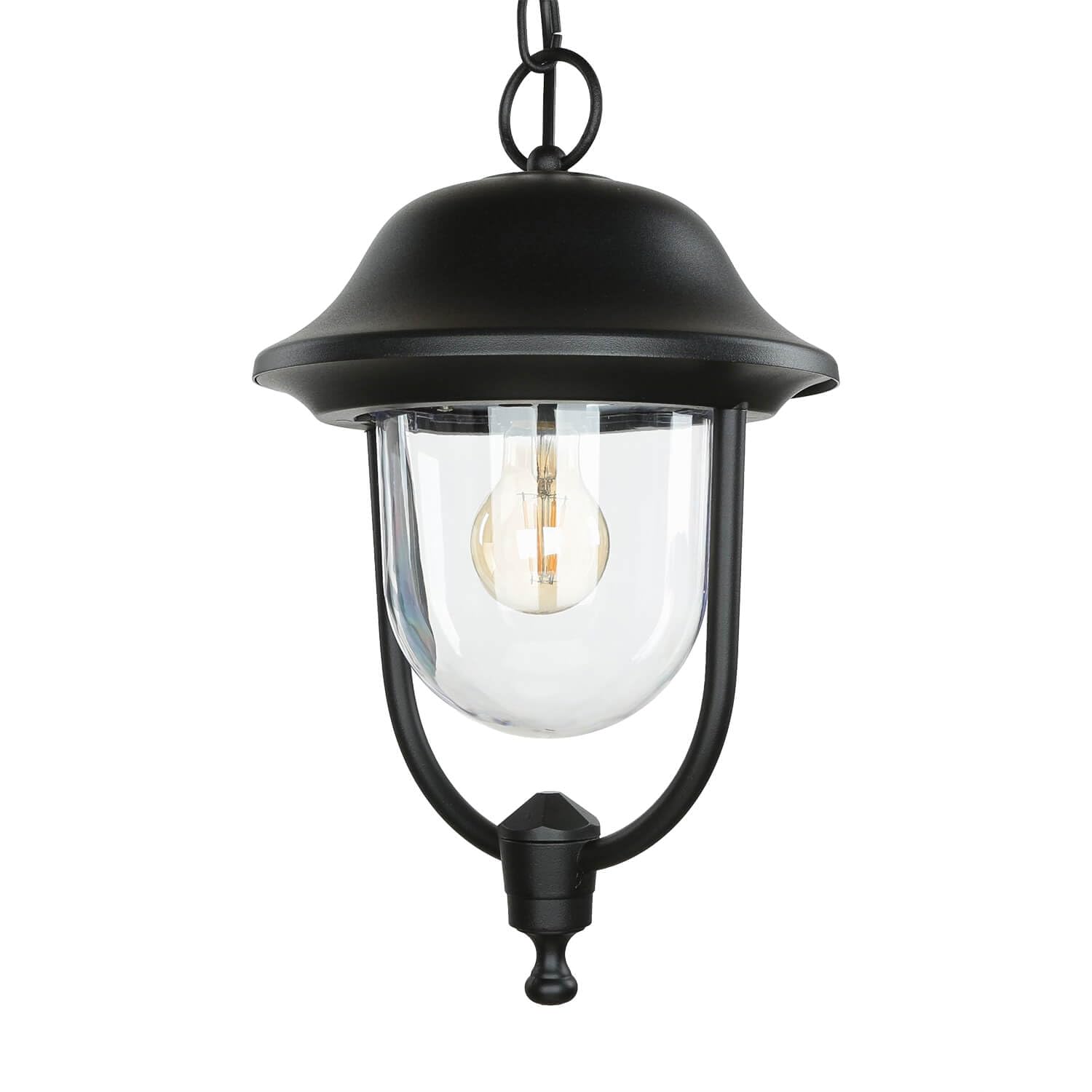 Lámpara colgante para exteriores redonda de aluminio fundido negro IP43 resistente a la intemperie rústica para jardín terraza patio lámpara exterior lámpara colgante lámpara colgante