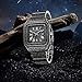 Gosasa Fashion Hip Hop Mens Crystal Watch Bling Iced-Out Watch Rectangle Case Stainless Steel Quartz Analog Bracelet Wristwatch (Black)