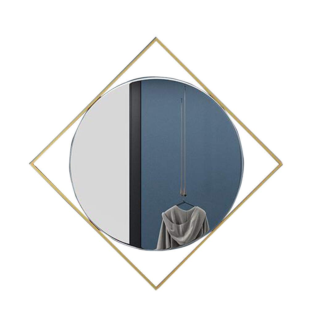 TYUHDUYUR Large Cosmetic Makeup Wall Mirror Square Metal Framed Round Hanging Mirror Home Decorative for Shaving Bathroom Living Room Hallway Multiple Sizes (60CM)