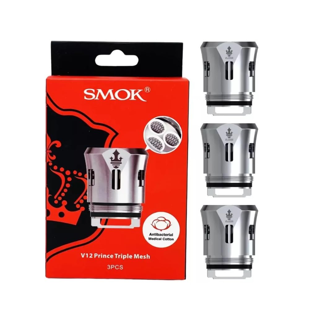 V12 Prince Triple Mesh 3 Coils 0.15 ohm: Intense Flavor and Massive Clouds for Ultimate Vaping Satisfaction (Pack of 3) Works With X-Priv Kit, Stick P-25 Kit, TFV12 P-Tank No Nicotine