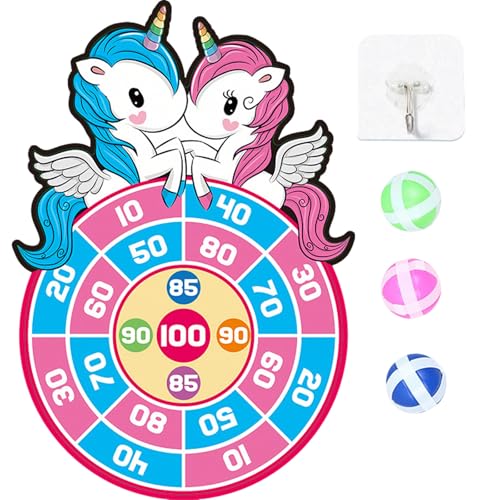 Image of Dart Game for Kids, Indoor Games for Kids with Unicorn Design, Target Board with Sticky Balls, Ball Game for Kids, Gift for Boys Age 8-10 Years, Soft Board for Hand Eye Coordination Training