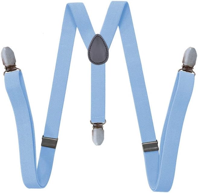 BaronHong Womens Suspenders Leather Patchwork– Y Back Style –1 Inch Width - Adjustable Elastic Straps and Metal Clips