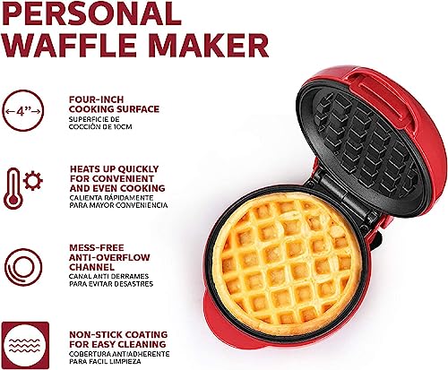 Image of LUUKMONDE Mini Waffle Maker Machine 3 In 1, Pancake Maker, Cast Iron Waffle Maker Waffle Iron for Home, Non-Stick Breakfast Appliance, 4 Inch, Perfect For Dessert, Pan Cakes, Other Snacks - 350 Watts