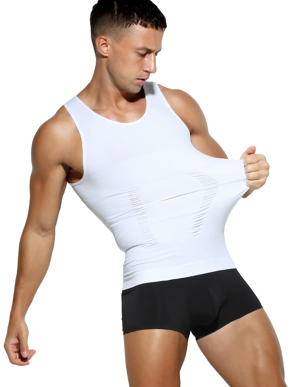 Casey Kevin Debardeur Compression Homme | Débardeur Ventre Plat Homme | Maillot de Corps Gaine Ventre Plat | Gainant Minceur sous-vêtements, S-XXL, Lot de 4