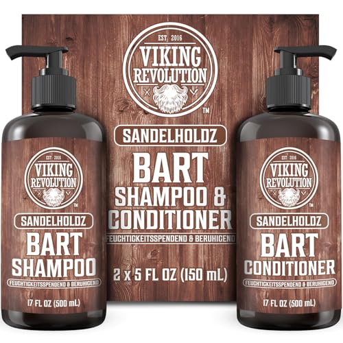 Viking Revolution - Bartshampoo & Conditioner Set - Erweicht, Glättet & Stärkt den Bartwuchs - Bartshampoo Für Männer - Sandelholzduft - Geschenke Für Männer - 2 x 500 ml