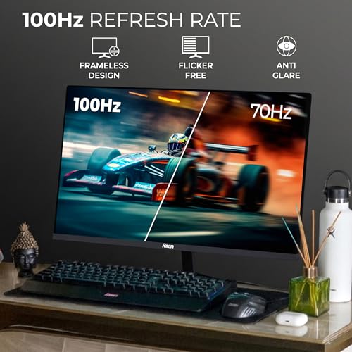 Image of Foxin 22 Inch FHD Flat LED Monitor 1920x1080 Pixel Elite Series | Flat Panel, HDMI & VGA Port, 100Hz Refresh Rate, Frameless, Slim Bezel, Wall Mountable, 16.7 M Colors | 3 Years Warranty | Black