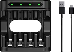 Carregador USB da Enercell Rápido e inteligente para 4 pilhas AA/AAA, modelo 4-LN