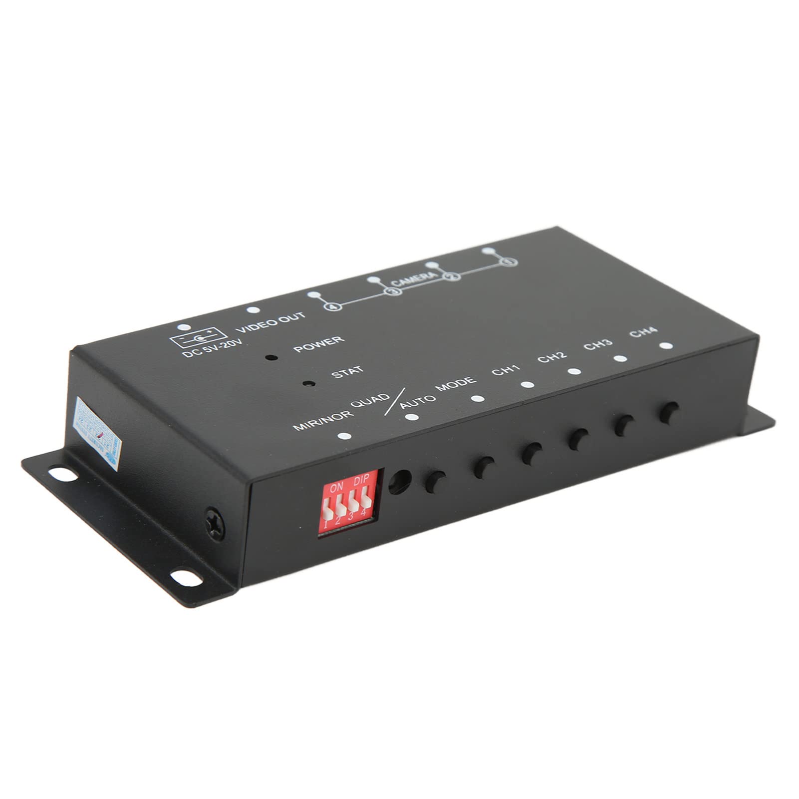 Mini Monitor de Video KIMISS de 4 Canales, Divisor de Video Digital Móvil Mini Divisor de Video de 4 Canales 720P para Autobuses, Camiones Cisterna, Barcos, Yates