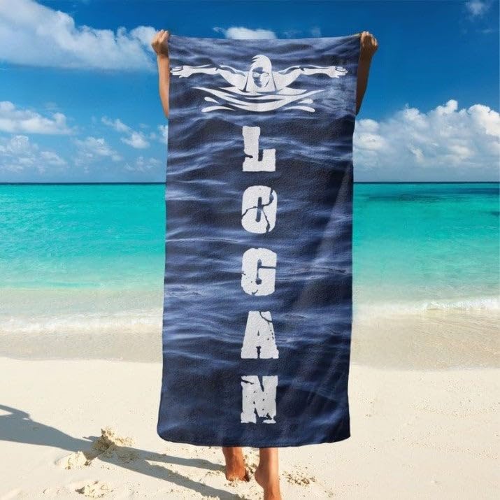 Swimming Beach Towel, Personalized Swim Team Pool Towels, Swimming Gifts, Custom Gift for Teams,Custom Towels with Name, Sport Towel