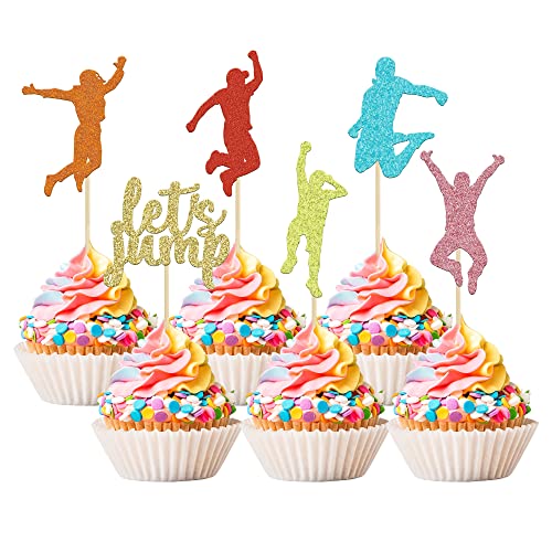 36Pcs Trampoline Cupcake Toppers Colorful Trampoline Cupcake Picks Jump Birthday ...