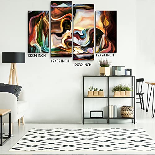 Colorful Abstract Wall Art Canvas Prints Mid Century Wall Decor 4 Piece, Modern Abstract Egyptian Pictures Posters For Bathroom Living Room Watercolor Paintings Aesthetic Artwork Home Decorations #TOP2