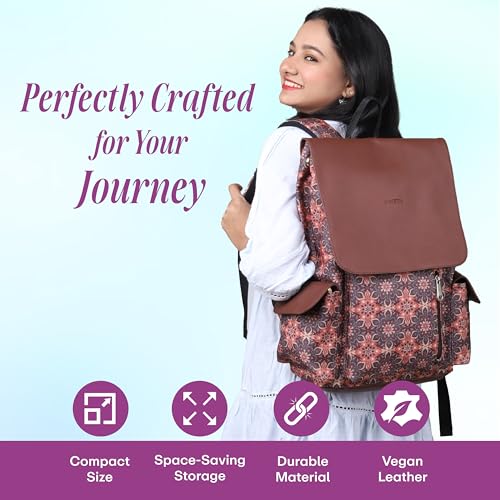 Image of Protecta Prisma Floral Printed Laptop Backpacks for Women and Men Fits 16Inch MacBooks Water-Repellent Bag for Office Collage and Travelling Print Padded Sleeve Lightweight Durable Design 18L