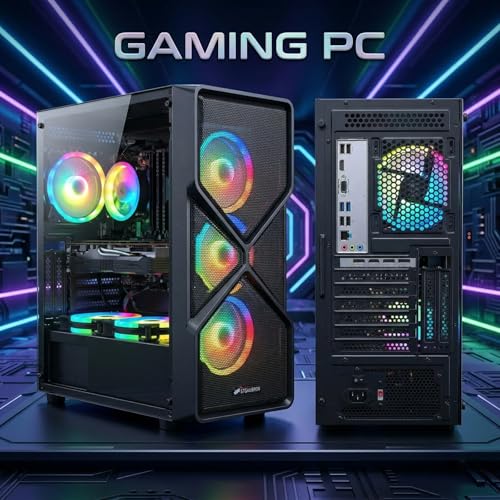 Image of STGAubron Gaming PC Desktop Computer, Intel Core i7 up to 3.9G, Radeon RX 5700XT 8G, 32GB RAM, 1TB SSD, WiFi 6, BT 5.0, RGB Fan x 4, Windows 11 Home