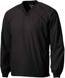 Sport-Tek V-Neck Raglan Wind Shirt, Black