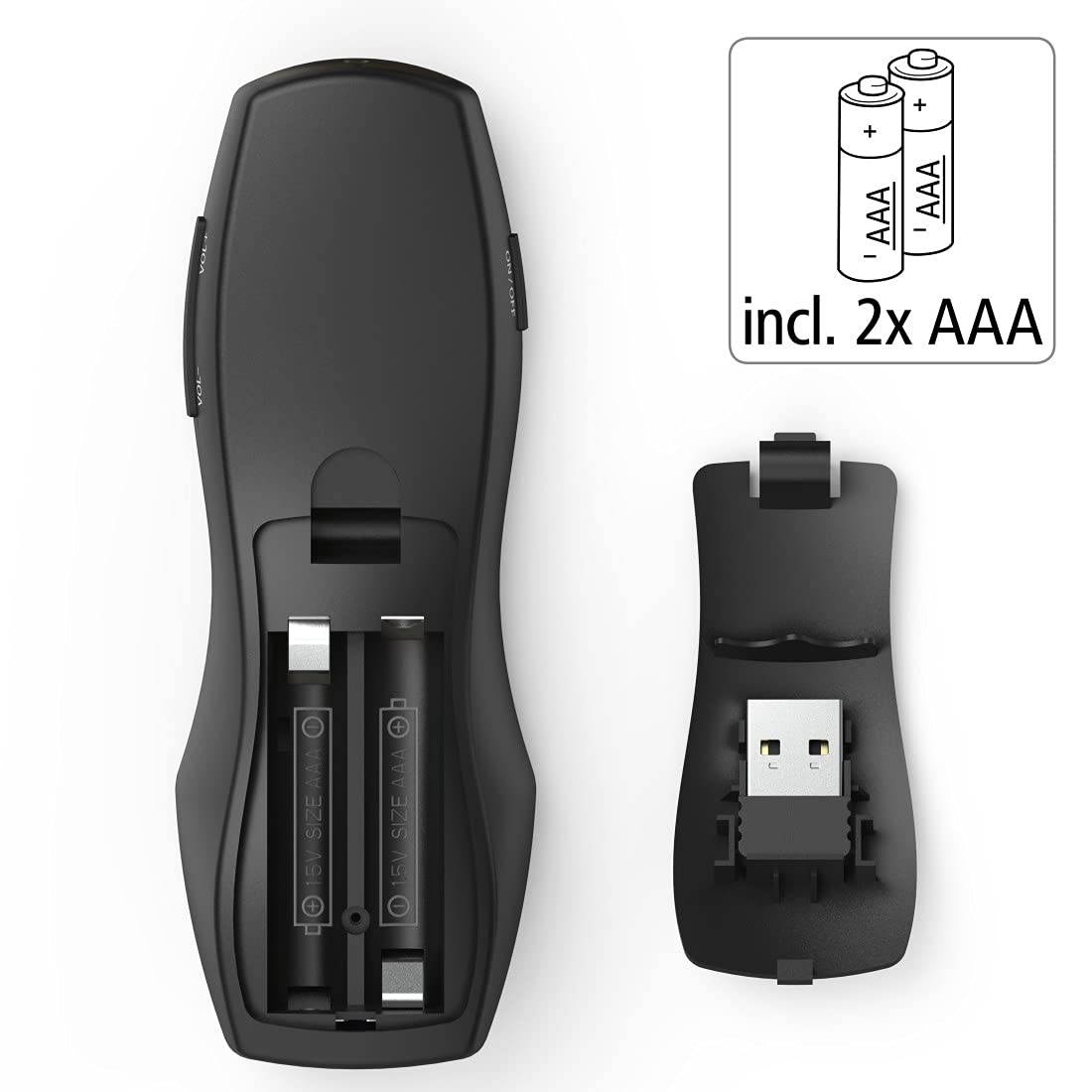 HAMA | Presentador Láser Inalámbrico 6 en 1 (Puntero Presentaciones, Control Profesional, hasta 15m de Distancia, Receptor USB, Universal) Color Negro.