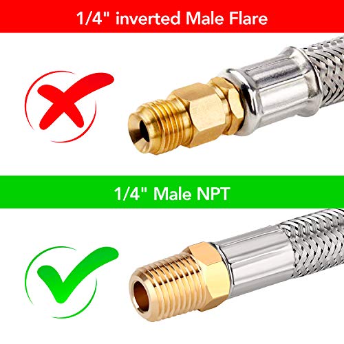 WADEO-14-NPT-RV-Propane-Hose-with-Gauge-15-Inch-Stainless-Steel-Braided-RV-Propane-Hose-Connector-for-2-Stage-Auto-Changeover-Regulator-with-QCC1-x14-Male-NPT-2-Pack